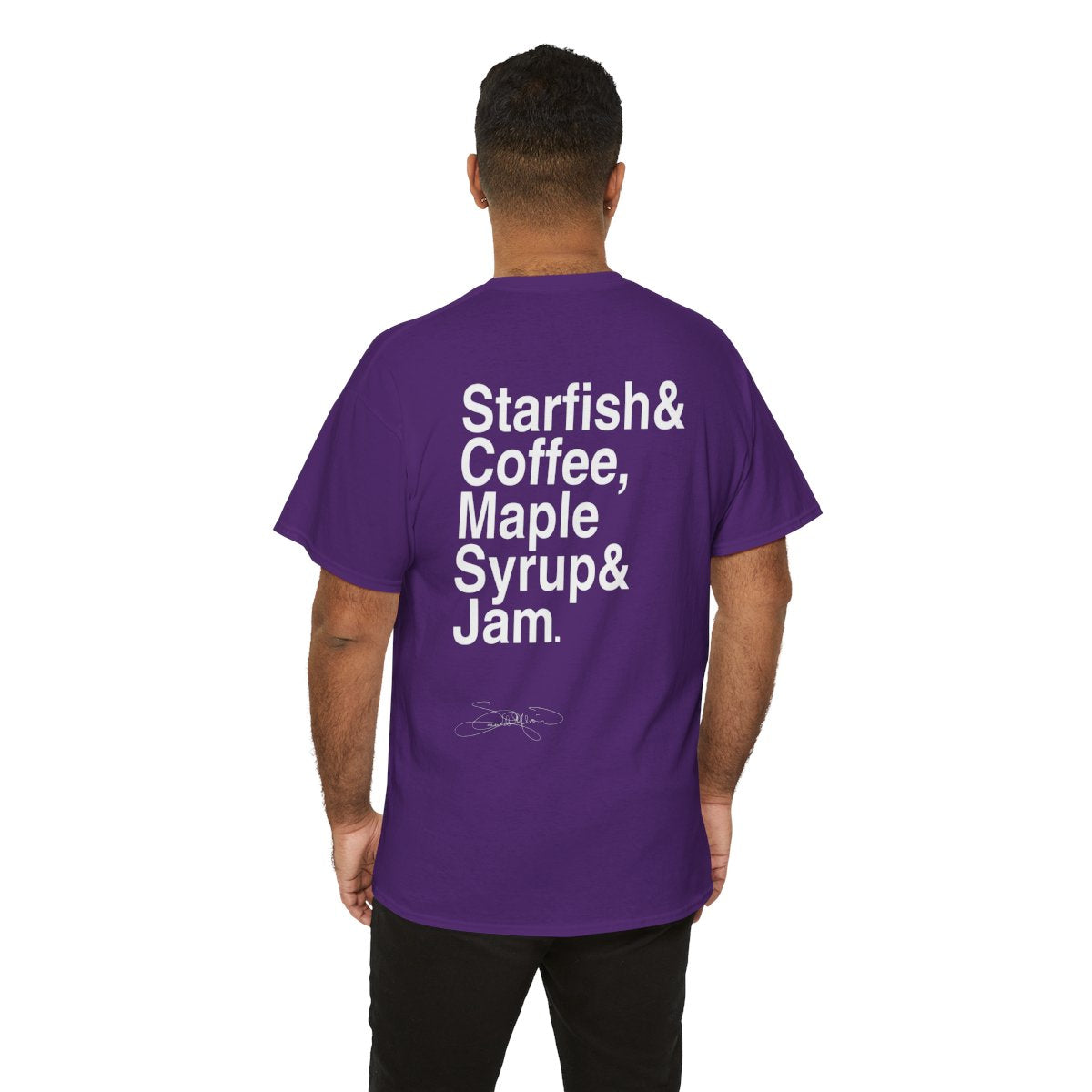 Starfish & Coffee Unisex T-Shirt – Iconic Lyric Back Print with Signature – Starfish Front Design